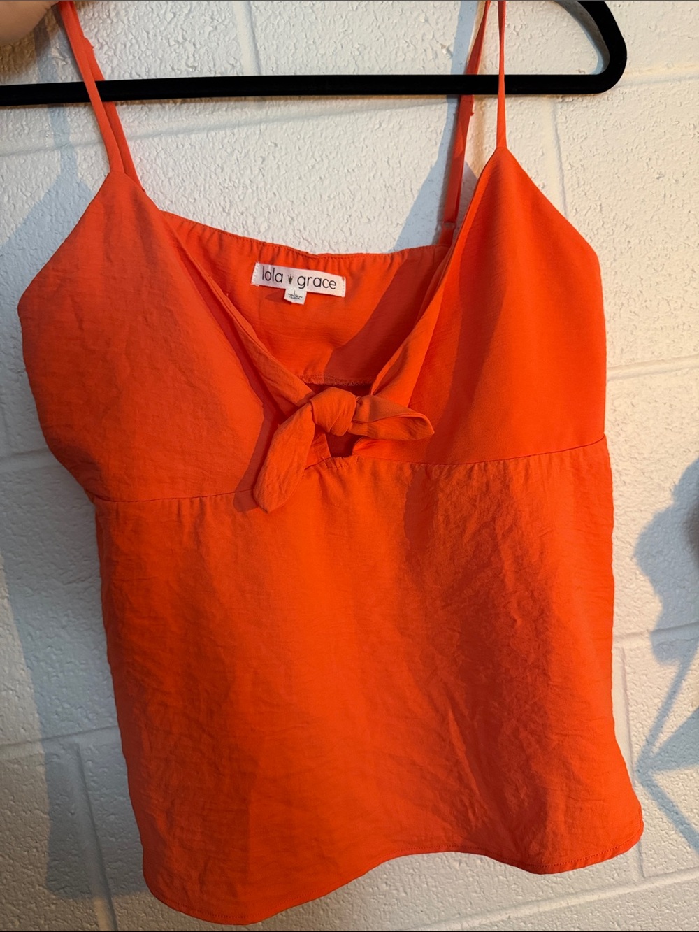 Coral Tie-Front Spaghetti Strap Top